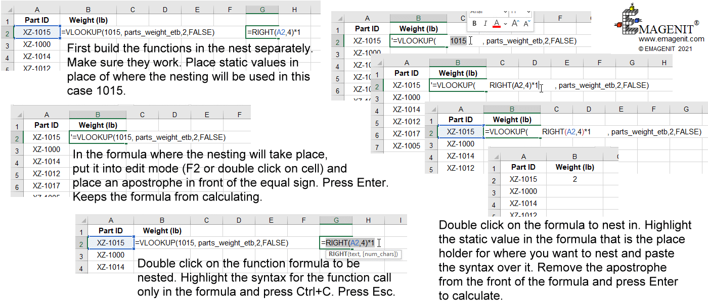 Nest Excel Worksheet Functions