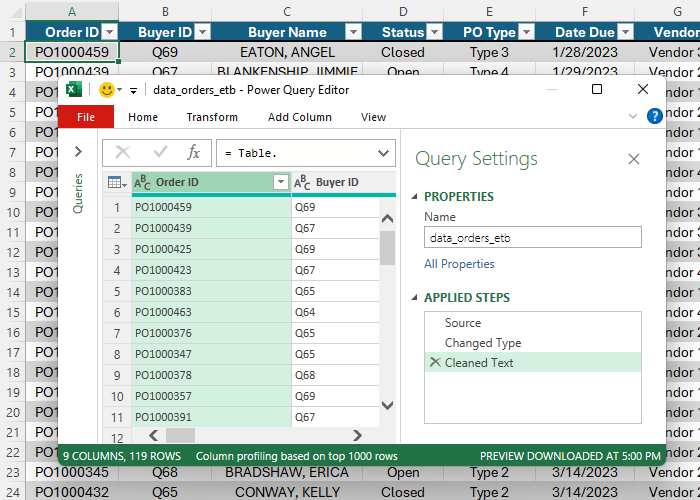 Excel External Data Access