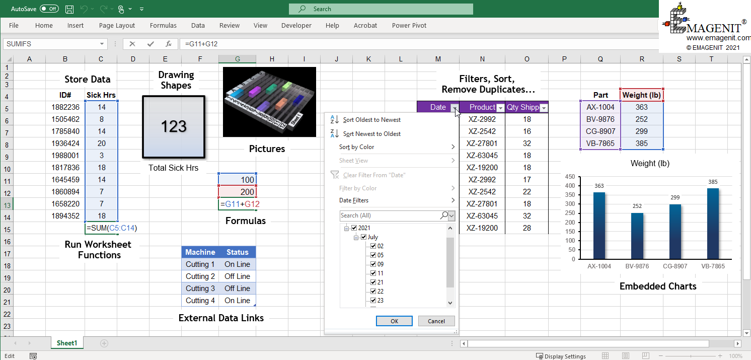 Key Microsoft Excel Worksheet Elements